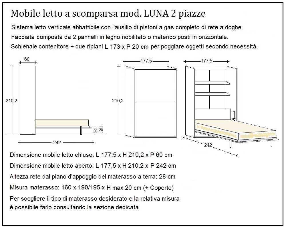scheda tecnica letto a scomparsa letti due piazze luna