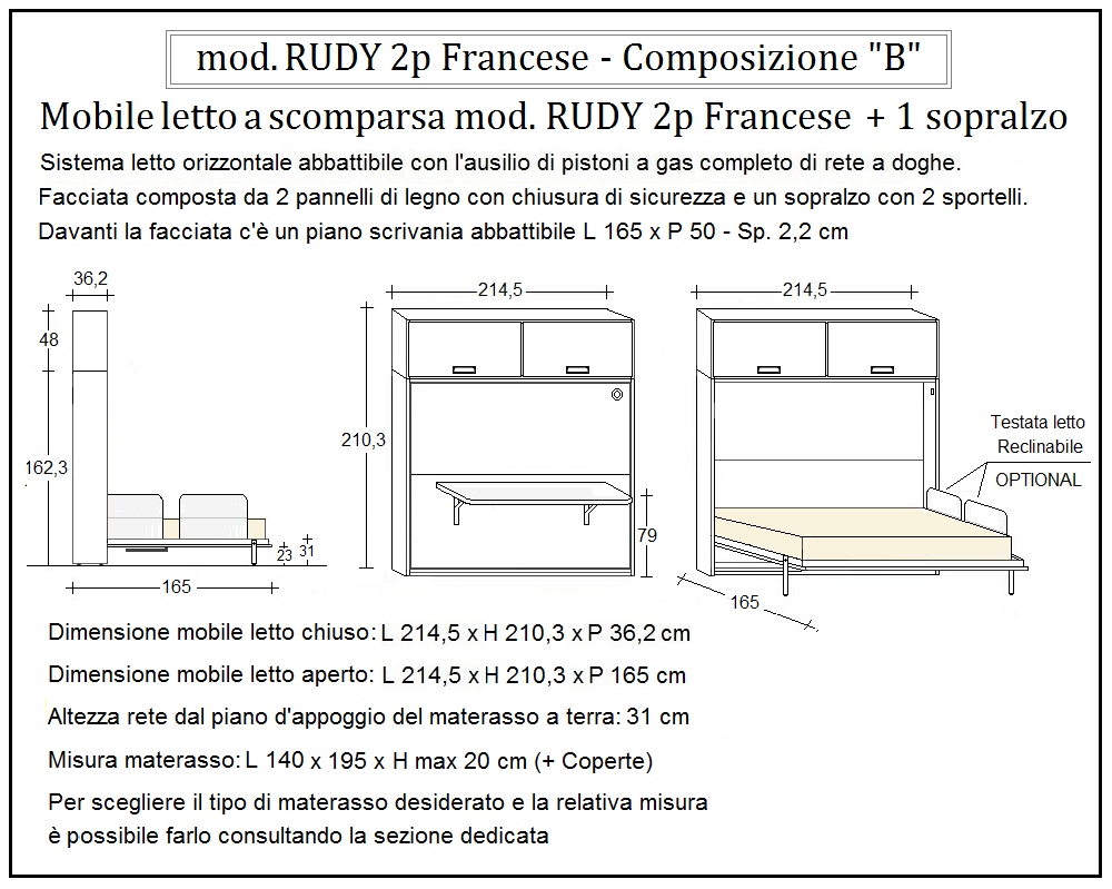 scheda tecnica letto a scomparsa letti due piazze francese rudy composizione b